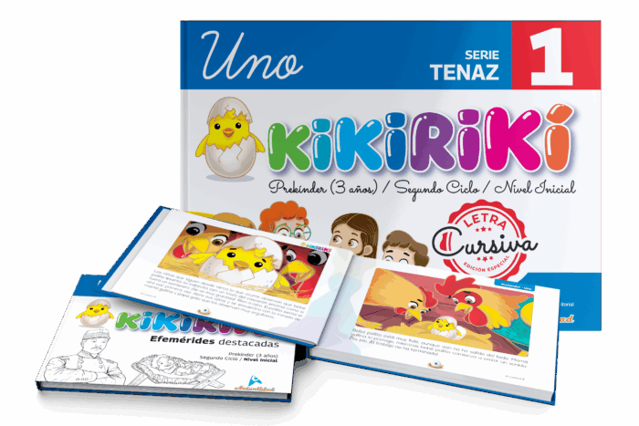 Libro + Efemérides + Cuento KIKIRIKI 1 Cursiva, Serie Tenaz